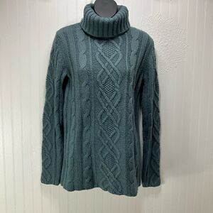 EDDIE BAUER Merino Wool Blend Turtleneck Cable Knit Sweater